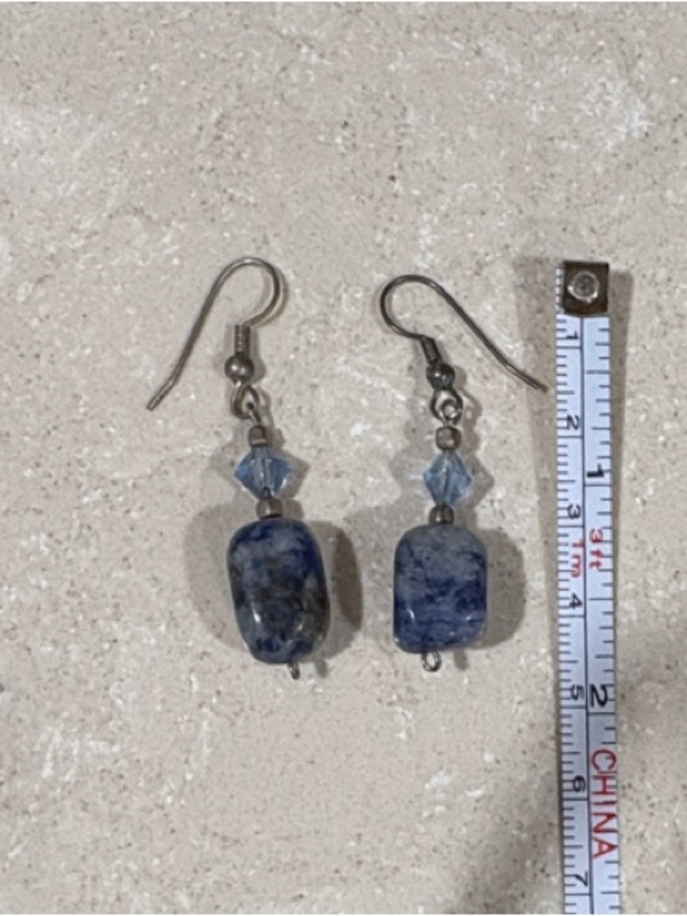 Blue Stone and gem Dangle Earrings